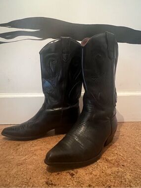 Classic Black Leather Cowboy Boots Nine West Western boot